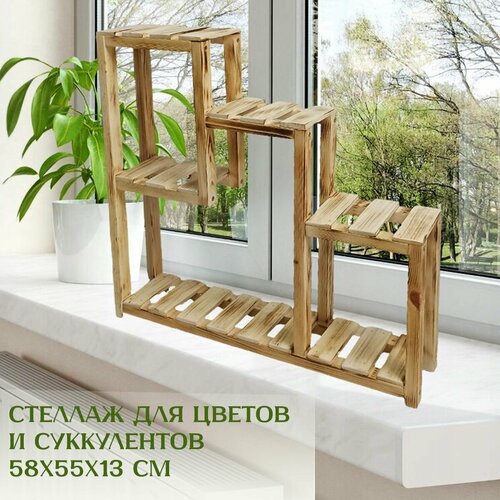 Стеллаж для маленьких цветов и суккулентов узкий Лидер Экзотик 55х58х13 см, Правильная упаковка