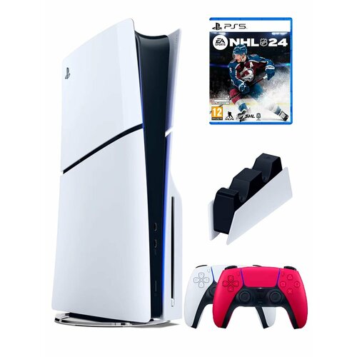 PS5 ПС5 Игровая приставка Sony PlayStation 5 Slim disk2-й геймпадкрасныйзарядноеNHL 24 1000 ГБ 96499₽