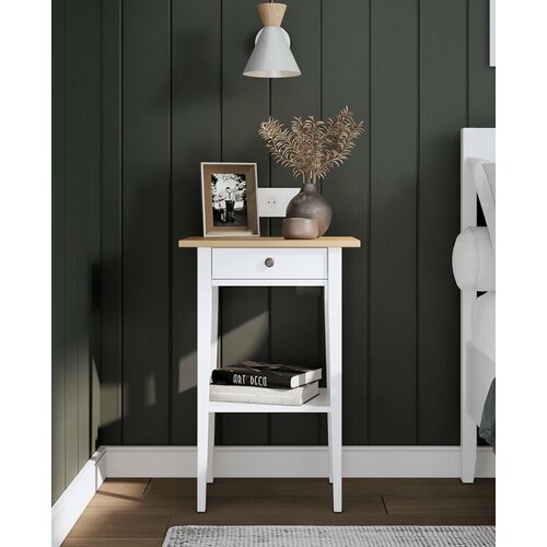 Тумба прикроватная ХемнэсКымор белыйсветло-коричневый46х70см массив сосны 6190₽