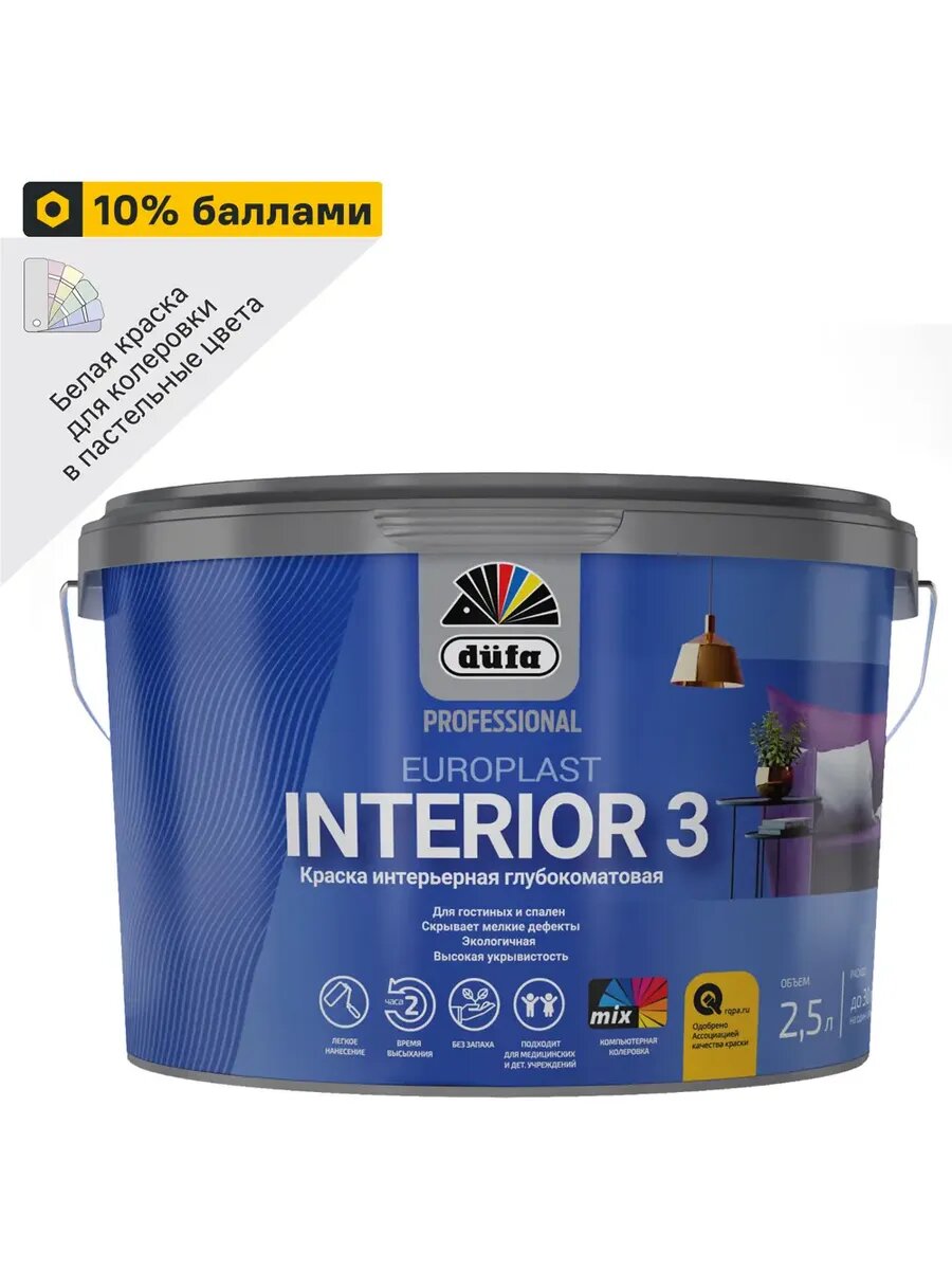 Краска для стен и потолков глубокоматовая белый 2.5 л