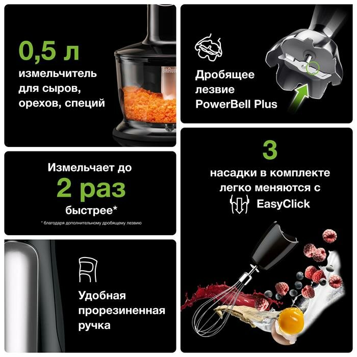 блендер BRAUN MQ7035X 1000Вт венчик/измельчитель - фото №3