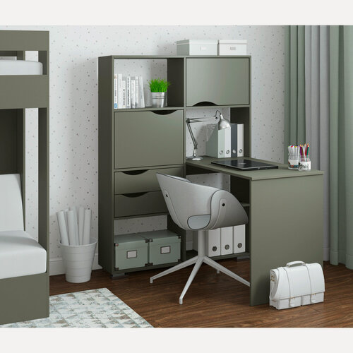 Изображение товара Письменный стол угловой Есэндвич Лаворо, 110x110х150 см, левый, (Хаки)