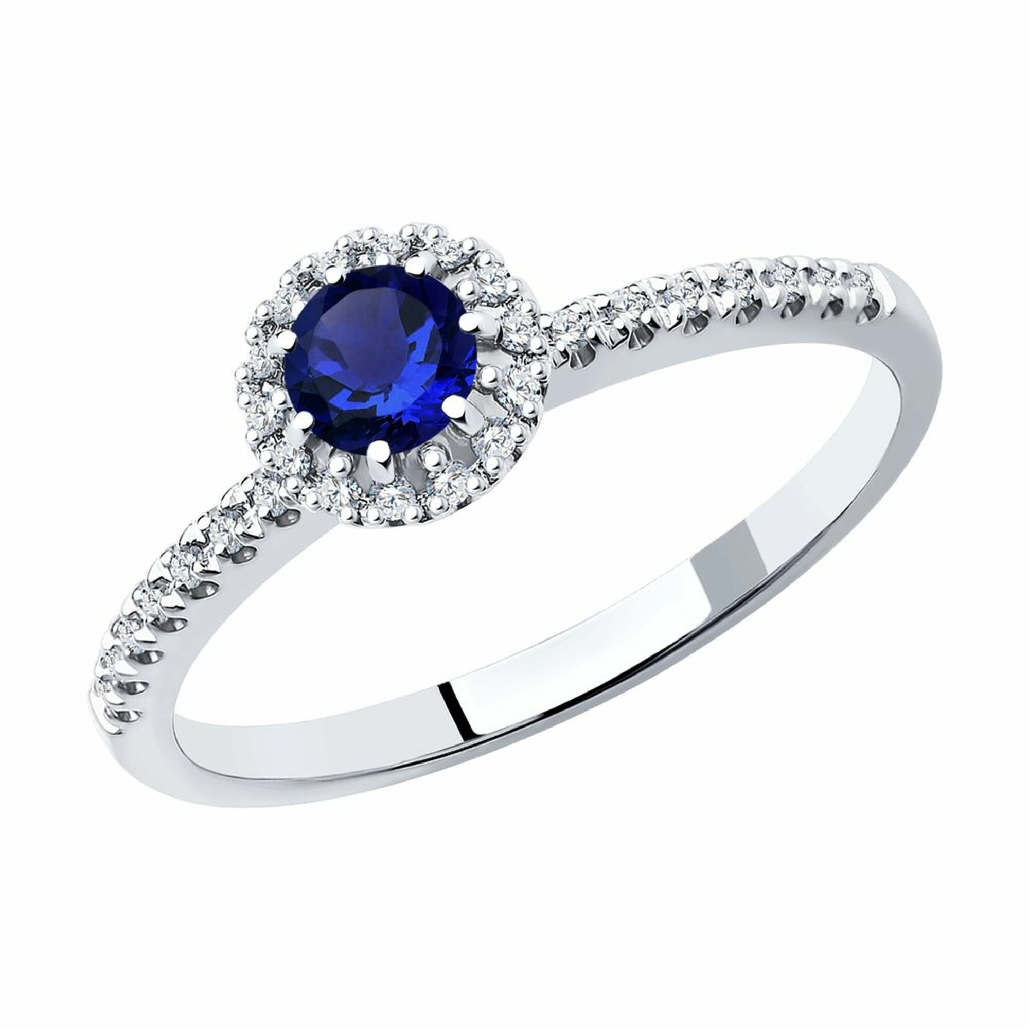 Кольцо Diamant online, белое золото, 585 проба, бриллиант, сапфир