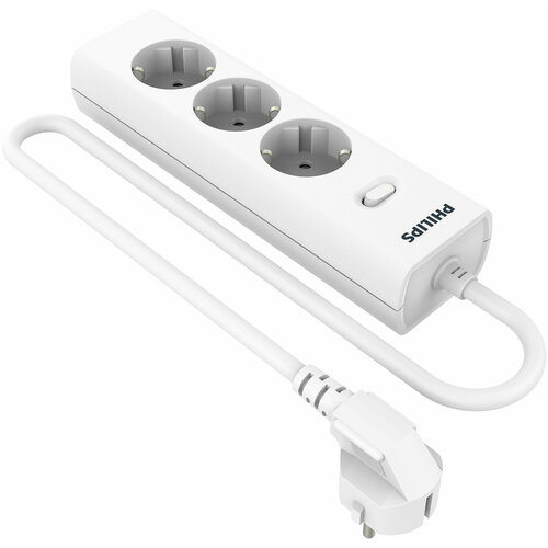 Сетевой фильтр Philips 3 розетки кабель - 2 м белый 1700₽