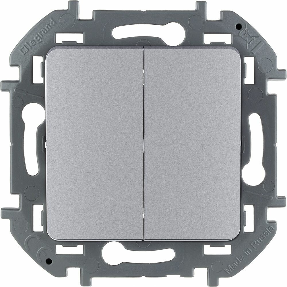 Legrand INSPIRIA Алюминий Выключатель двухклавишный 10 AX - 250 В, 673622