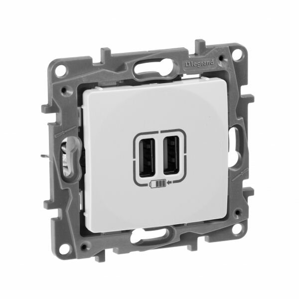 Legrand Etika Белый Розетка USB 2-ая 240В/5В 2400мА, 672294, 1 шт.
