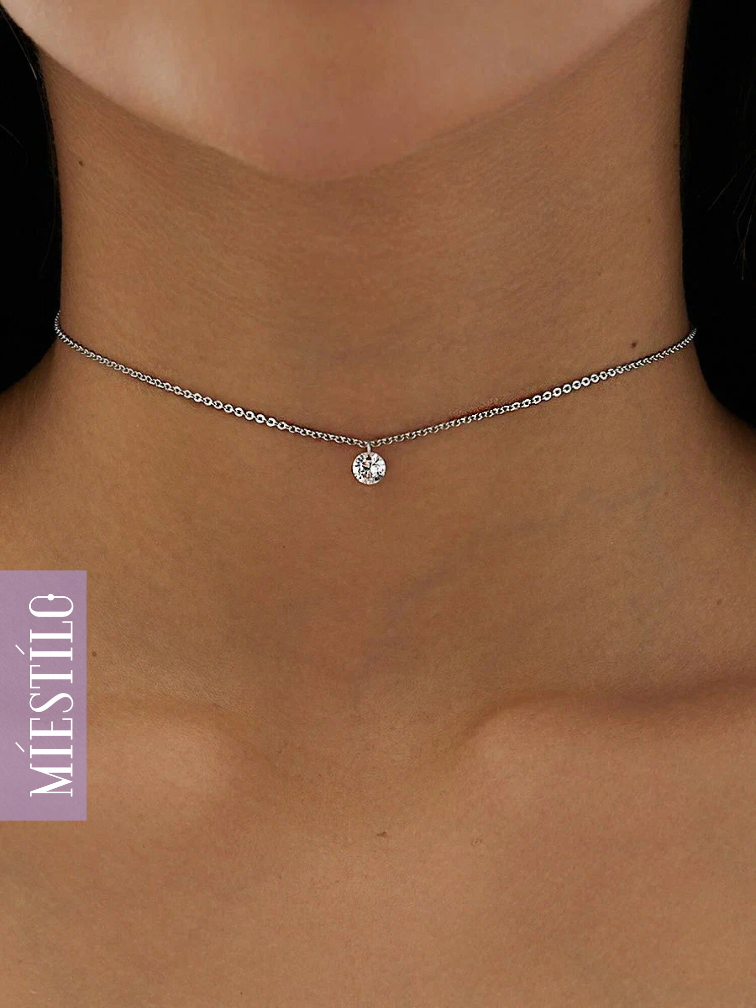 Колье MIESTILO, серебро, 925 проба, родирование, фианит