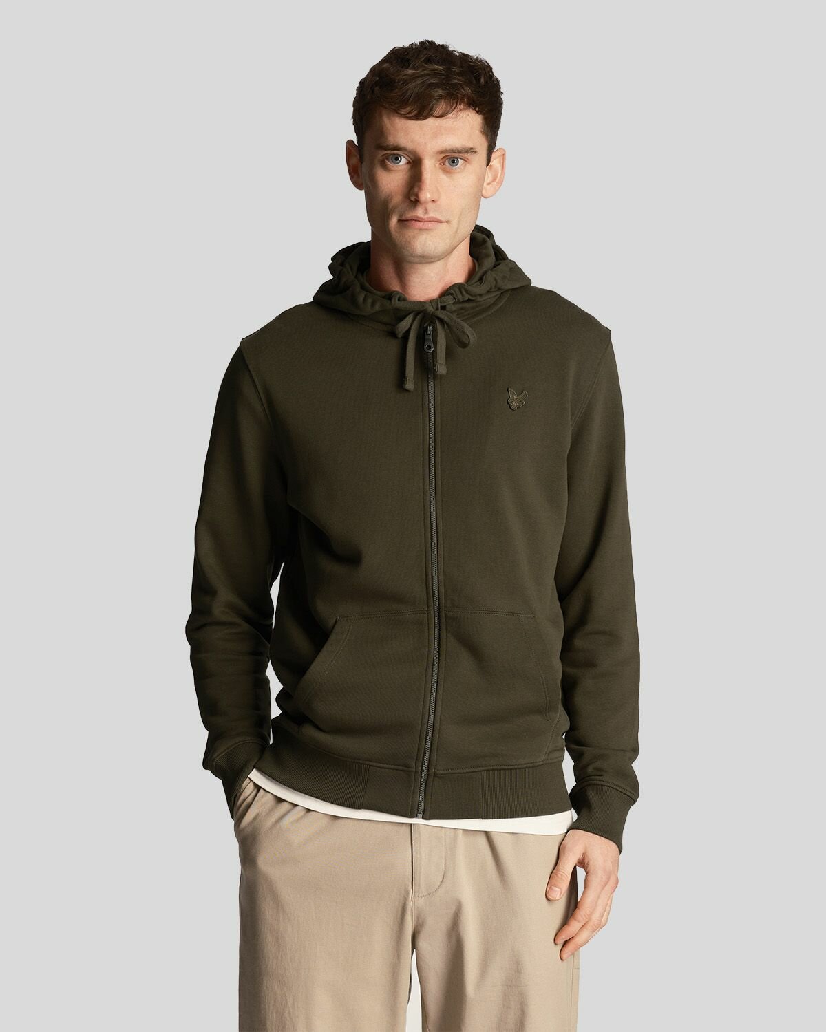 Толстовка Lyle & Scott Tonal Eagle Zip Through Hoodie, размер S, , Olive