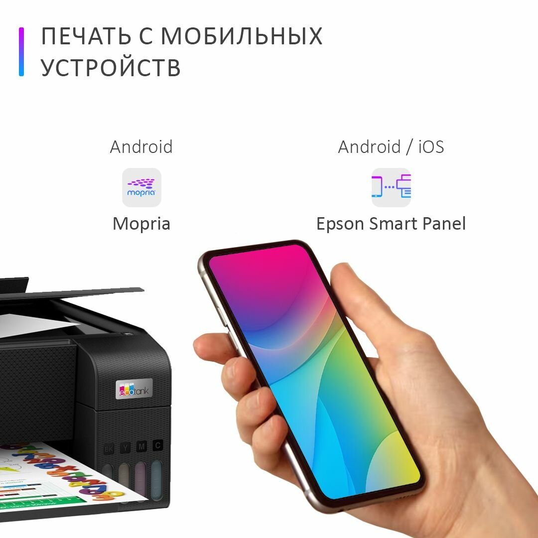 Epson L3258, многофункциональный цветной струйный принтер, черная, МФУ/СНПЧ, Wi-Fi, копир/сканер/принтер — фото 1