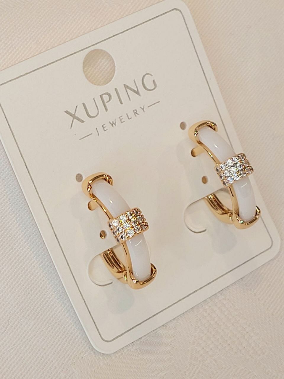 Серьги с подвесками XUPING JEWELRY, фианит, керамика