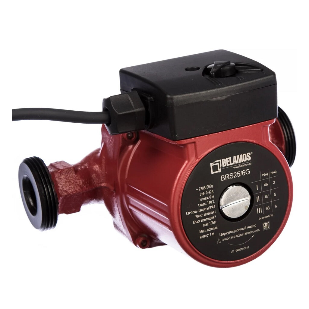 Насос циркуляционный Belamos BRS 25/6G BLMBRS25/6G с гайками 1х230V 50Hz