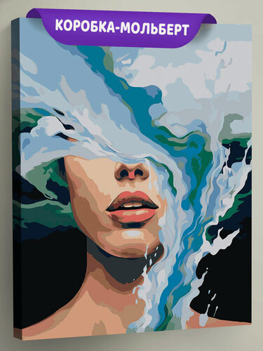 Изображение товара Картина по номерам на холсте с подрамником "Море: Портрет девушки в морских волнах 2" Раскраска 40x50 см, Природа Люди