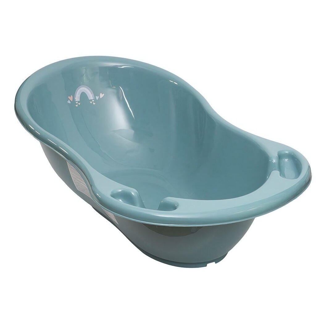 Ванна детская METEO 86 со сливом, бирюзово-синяя, пластик, ручки