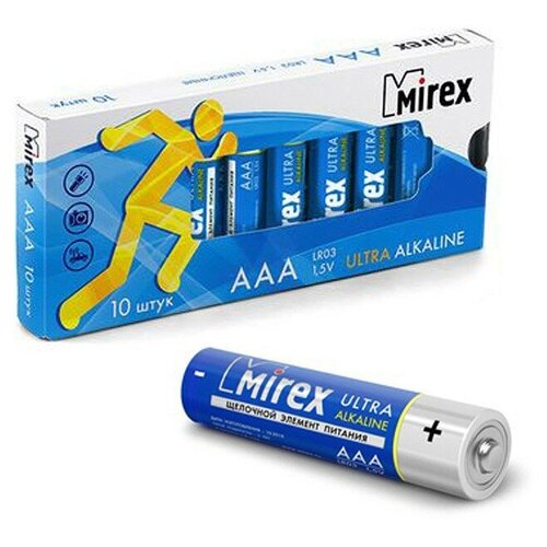 Батарея щелочная Mirex LR03/AAA 1,5V, в упаковке 10 шт (23702-LR03-M10)