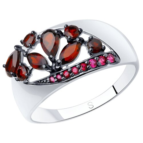 фото Sokolov кольцо из серебра с гранатами и красными фианитами 92011345, размер 17