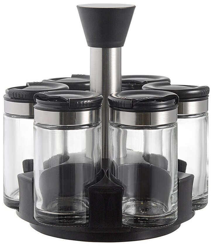 Набор из 6 банок для специй с подставкой Scented Jar 100 мл Smart Solutions SH-SJ-JS-BLK-Set6