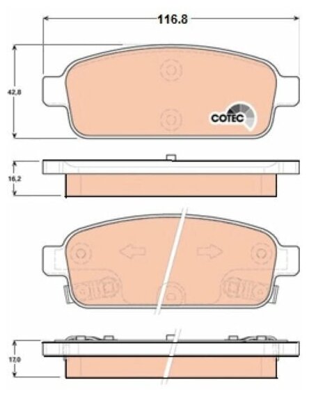 Колодки тормозные TRW GDB1844 для Opel Zafira, Mokka