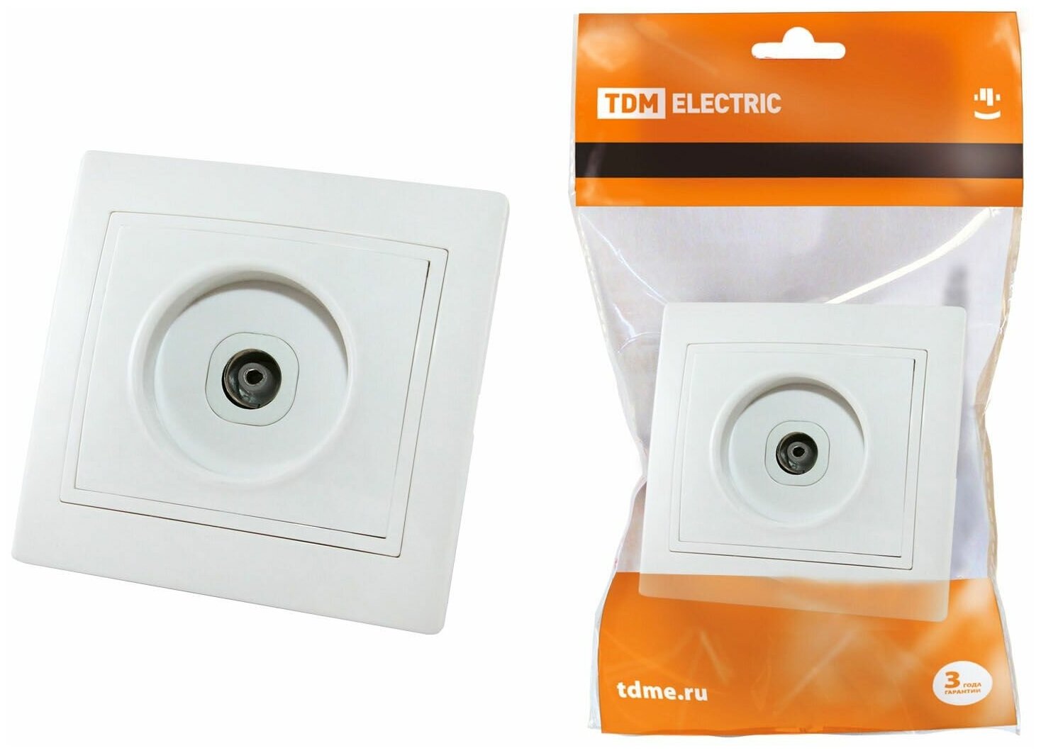 фото Розетка телевизионная простая (0-2400МГц, "мама") белая "Таймыр" TDM