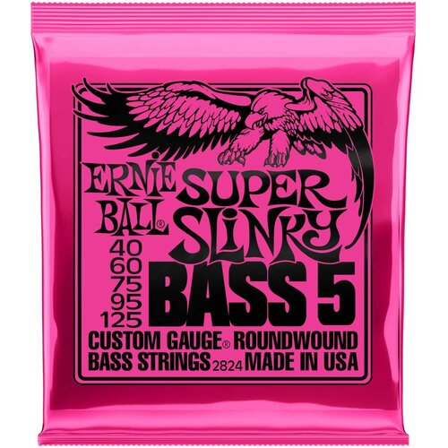 Струны для 5 струнной бас-гитары ERNIE BALL 2824 Nickel Wound Slinky Super 40-125 струны для бас гитары ernie ball 2824