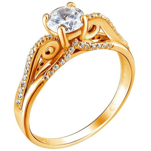 фото Эстет кольцо с 49 фианитами из серебра с позолотой 01к1511437а, размер 17