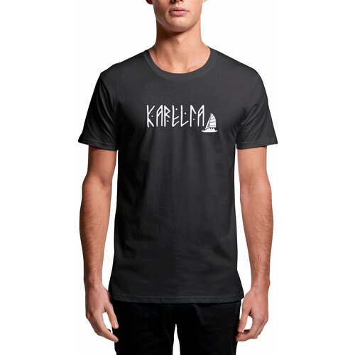 фото Футболка sailmerch, хлопок, принт печать, размер m, черный