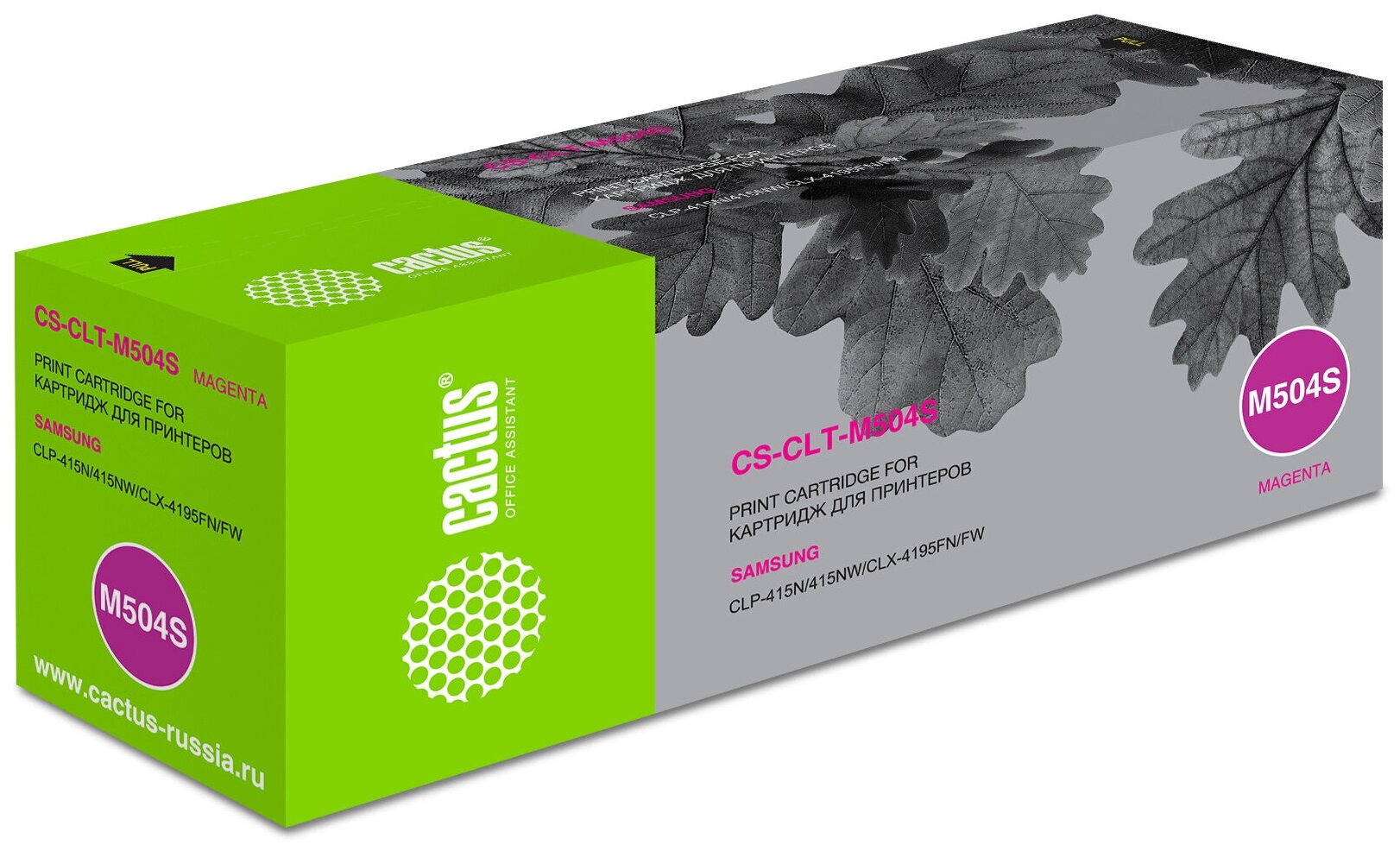 Картридж лазерный Cactus CS-CLT-M504S пурпурный 1800стр. для Samsung CLP-415NCLX-4195FW4195FN