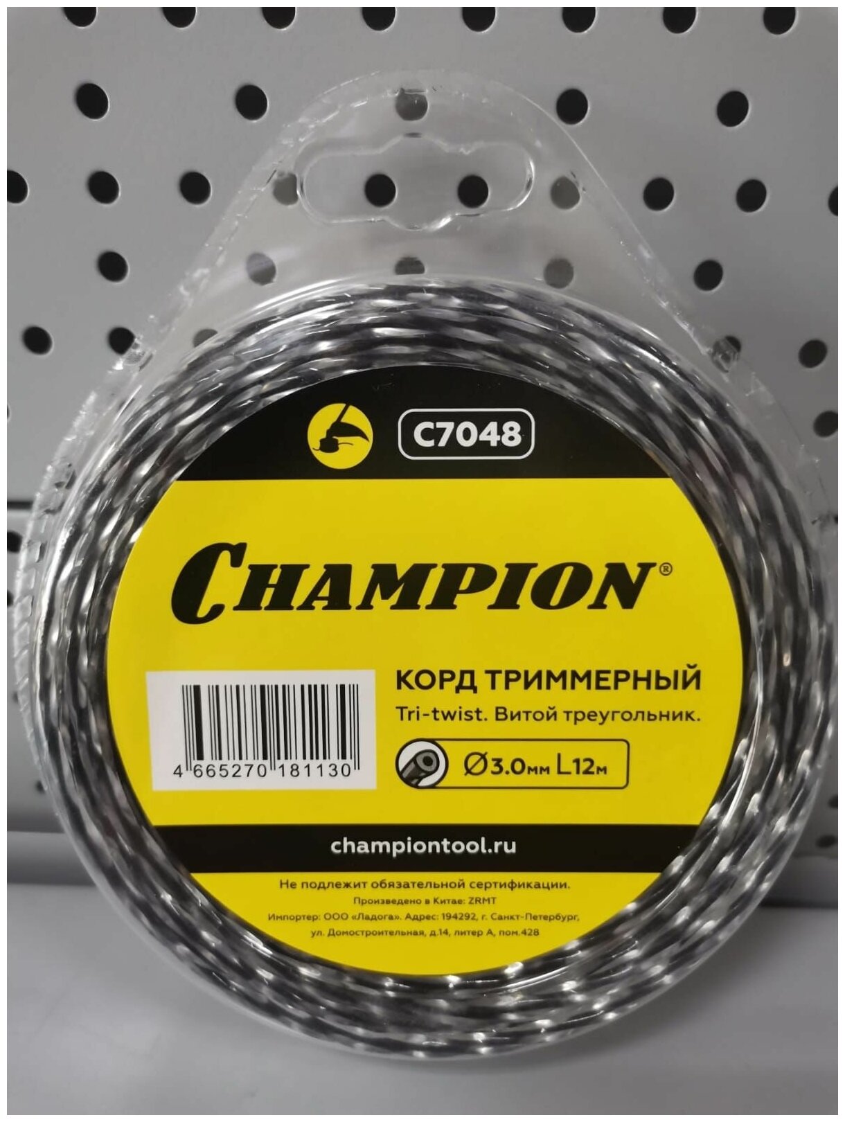 Леска CHAMPION Tri-twist 30мм*12м (витой треугольник)