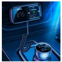 FM-трансмиттер с зарядкой, Baseus Wireless MP3 Car Charger T Typed S-16, Bluetooth 5.0, Черный