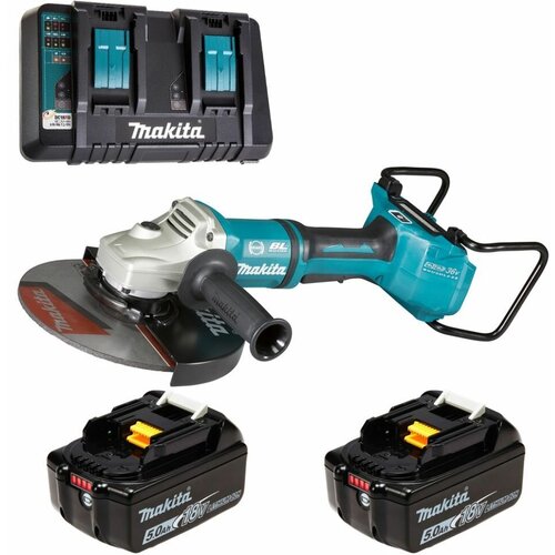 Шлифмашина угловая аккумуляторная 36В LXT - 230мм аккумулятор 2х5Ач и зу Makita DGA901UPT2 6813000₽