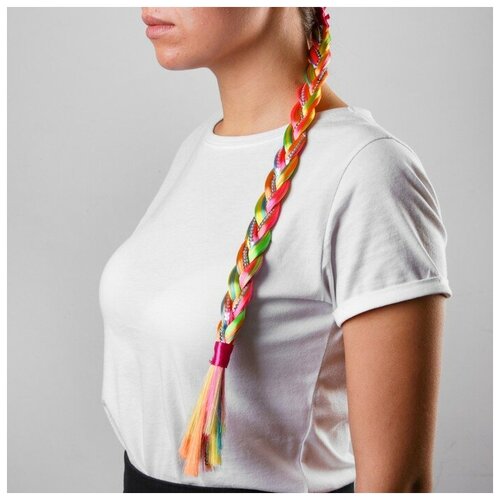 фото Коса "радуга", 42 см, на резинке, 12 шт. сима-ленд