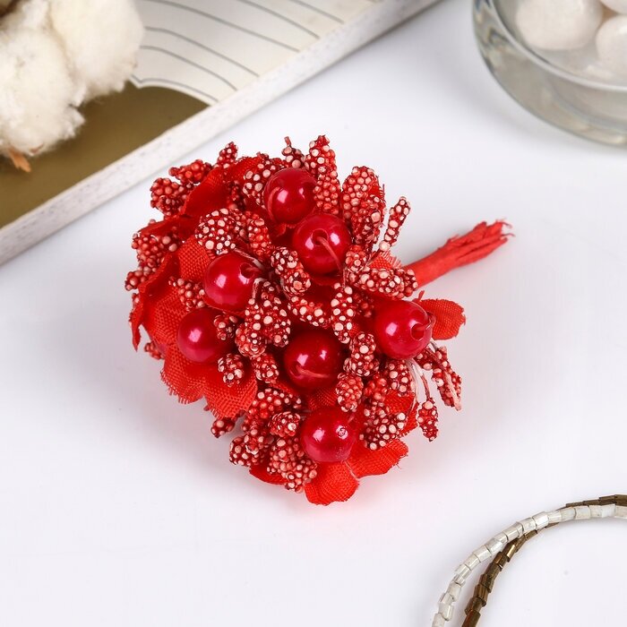 Декор для творчества «Цветы с бусиной» 10 см (1 набор=1 букету) в букете 12 цветов