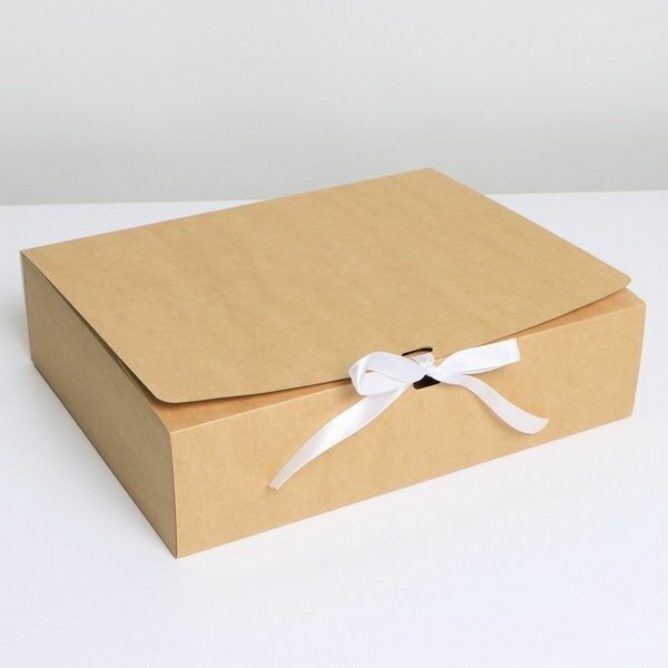 Коробка подарочная складная крафтовая, упаковка, 30.7 x 24.3 x 7.9 см
