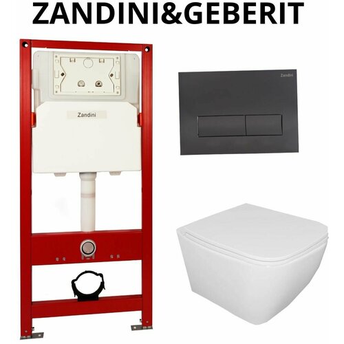 Комплект инсталляция Zandini+система смыва Geberit+унитаз подвесной Bahenberg Melle В20-08