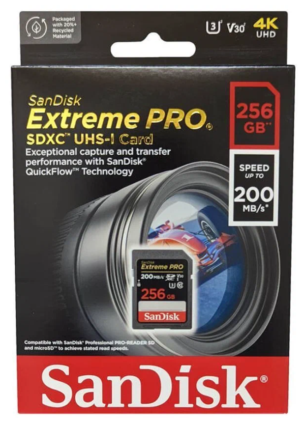 Карта памяти SanDisk SDXC 256GB Extreme Pro UHS-I V30 U3 200/140 MB/s