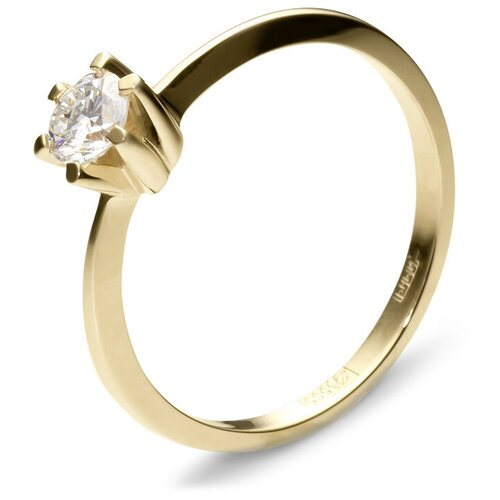 фото Эстет кольцо с 1 фианитом из жёлтого золота 01к133267, размер 18