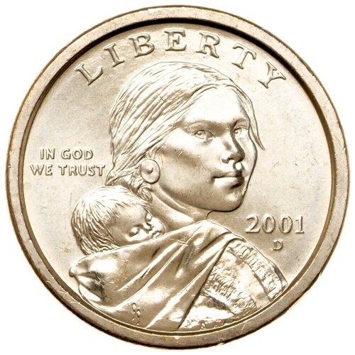 Монета 1 доллар Парящий орел. Сакагавея. Коренные американцы. США P 2001 UNC клуб нумизмат монета доллар америки 2001 года серебро коренные американцы