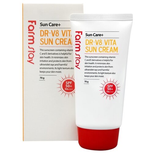Солнцезащитный крем для лица с витаминным комплексом FarmStay DR-V8 Vita Sun Cream SPF 50+ PA+++ солнцезащитный крем для лица с витаминным комплексом farmstay dr v8 vita sun cream spf 50 pa 70g
