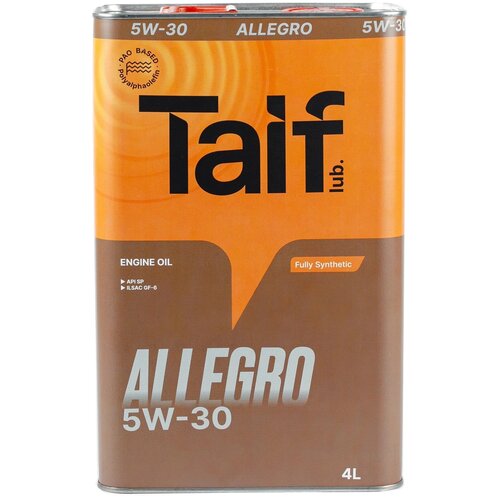 Синтетическое моторное масло TAIF ALLEGRO SP 5W-30, 4 л, 4 кг, 1 шт