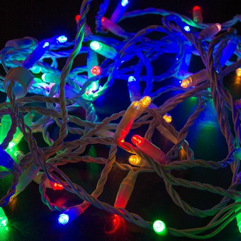 Гирлянда светодиодная Нить на елку уличная, 10м, 230В, цвет Мультиколор, новогодние товары подарки/ электрогирлянда Neon-Night