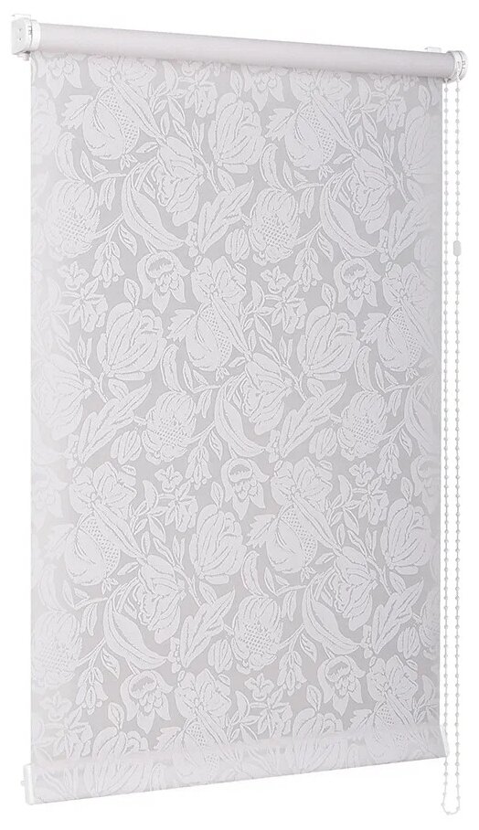 Рулонная штора с направляющими струнами Sola "Сантайм-рисунок Глория Белая роза", 73*170 см - фотография № 5