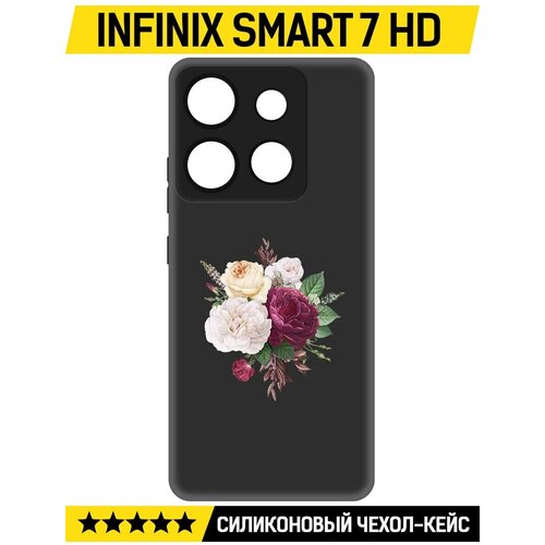 Чехол-накладка Krutoff Soft Case Цветочная композиция для INFINIX Smart 7 HD черный чехол накладка krutoff soft case для infinix smart 7 hd черный