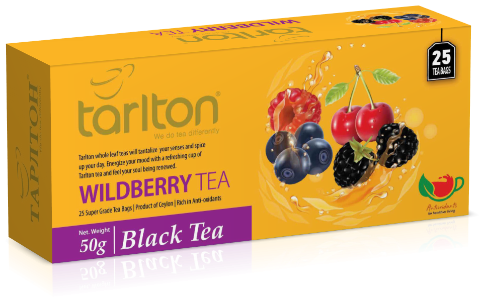 Чай черный цейлонский Tarlton Wildberry, вкус лесных ягод, 25 пак, Шри-Ланка