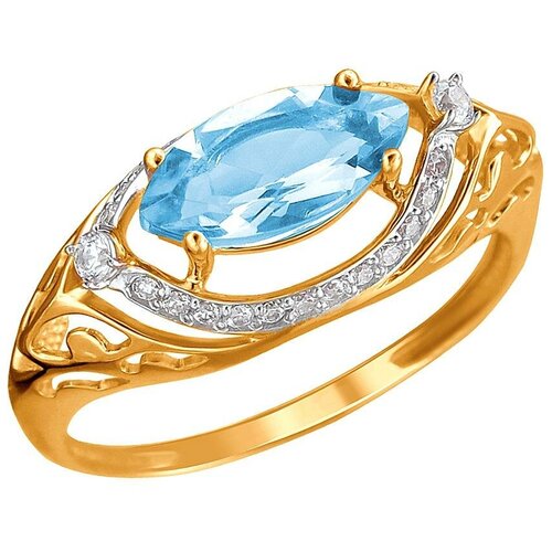 фото Эстет кольцо с топазом и фианитами из красного золота 01к3112173р-1, размер 18.5