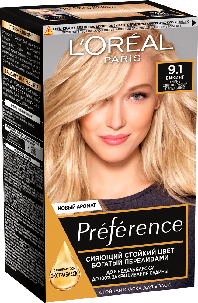 Краска для волос L’Oréal Paris Preference тон 91 Викинг Светлый-русый пепельный