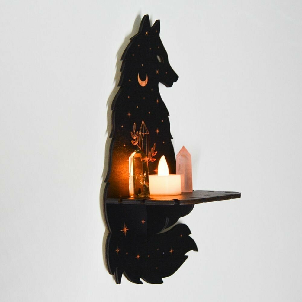 Полка декоративная интерьерная, подставка для свечей, держатель для украшений "Волк" - фотография № 8