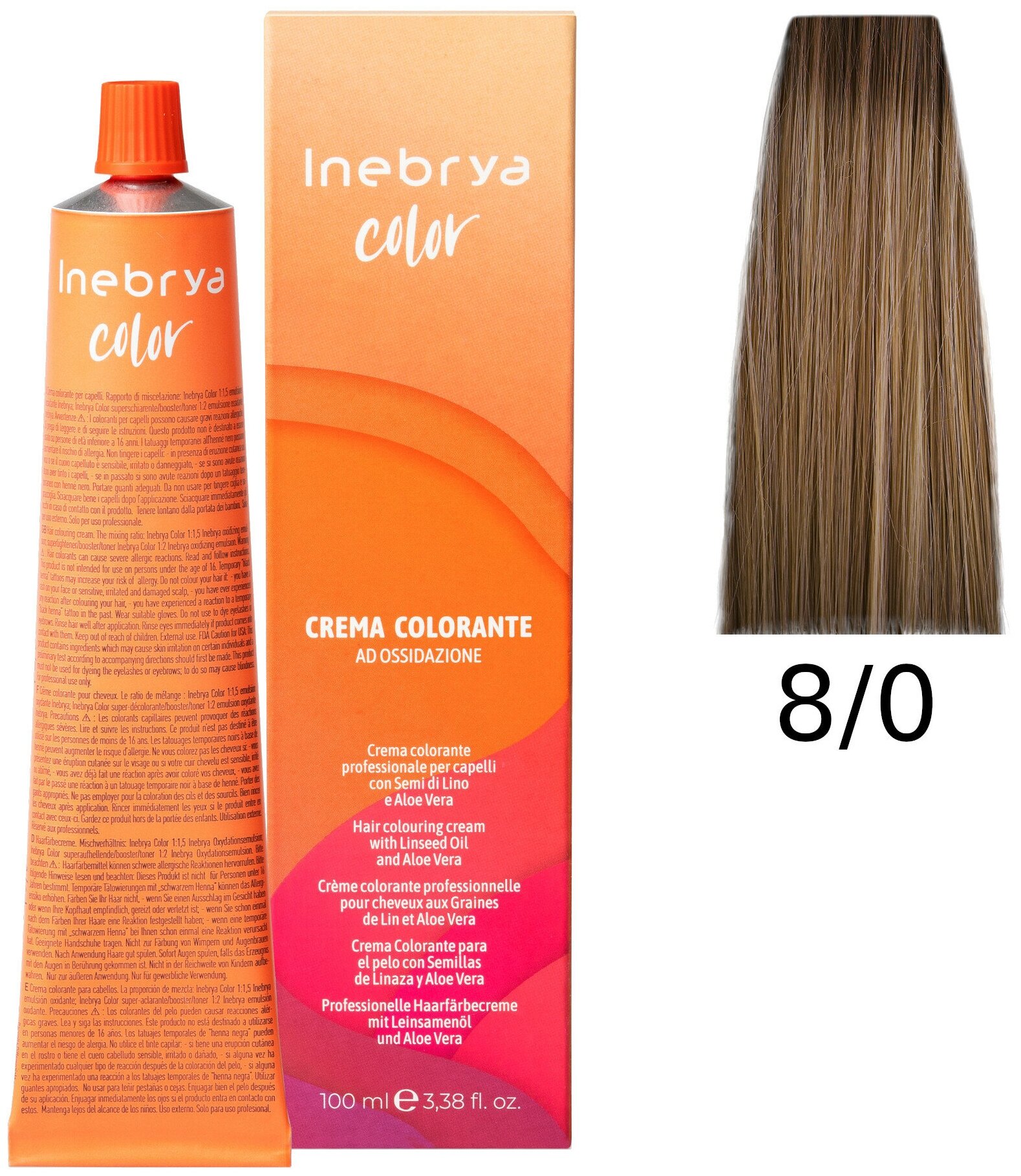 Крем-краска Inebrya Color Professional 8/0 Светлый блонд Натуральный 100 мл