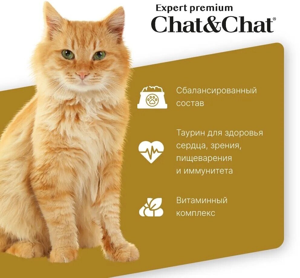 Сухой корм Chat&Chat Expert Premium Adult with chicken & peas, для взрослых кошек с курицей и горохом, 900г - фотография № 3