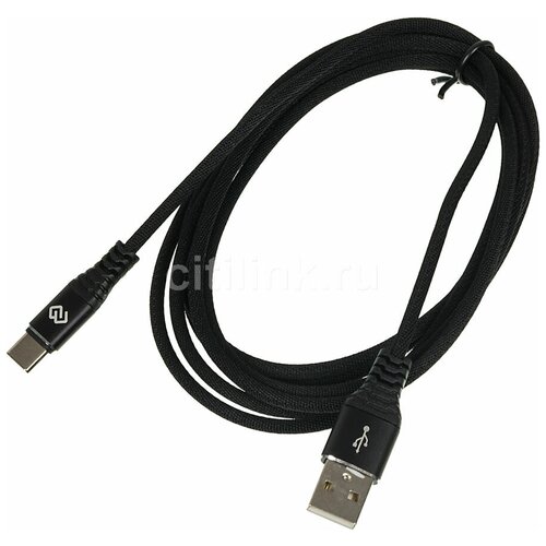 Кабель Digma TYPE-C-2M-BRAIDED-BLK USB (m)-USB Type-C (m) 2м черный кабель digma usb a m usb type c m 0 15м синий