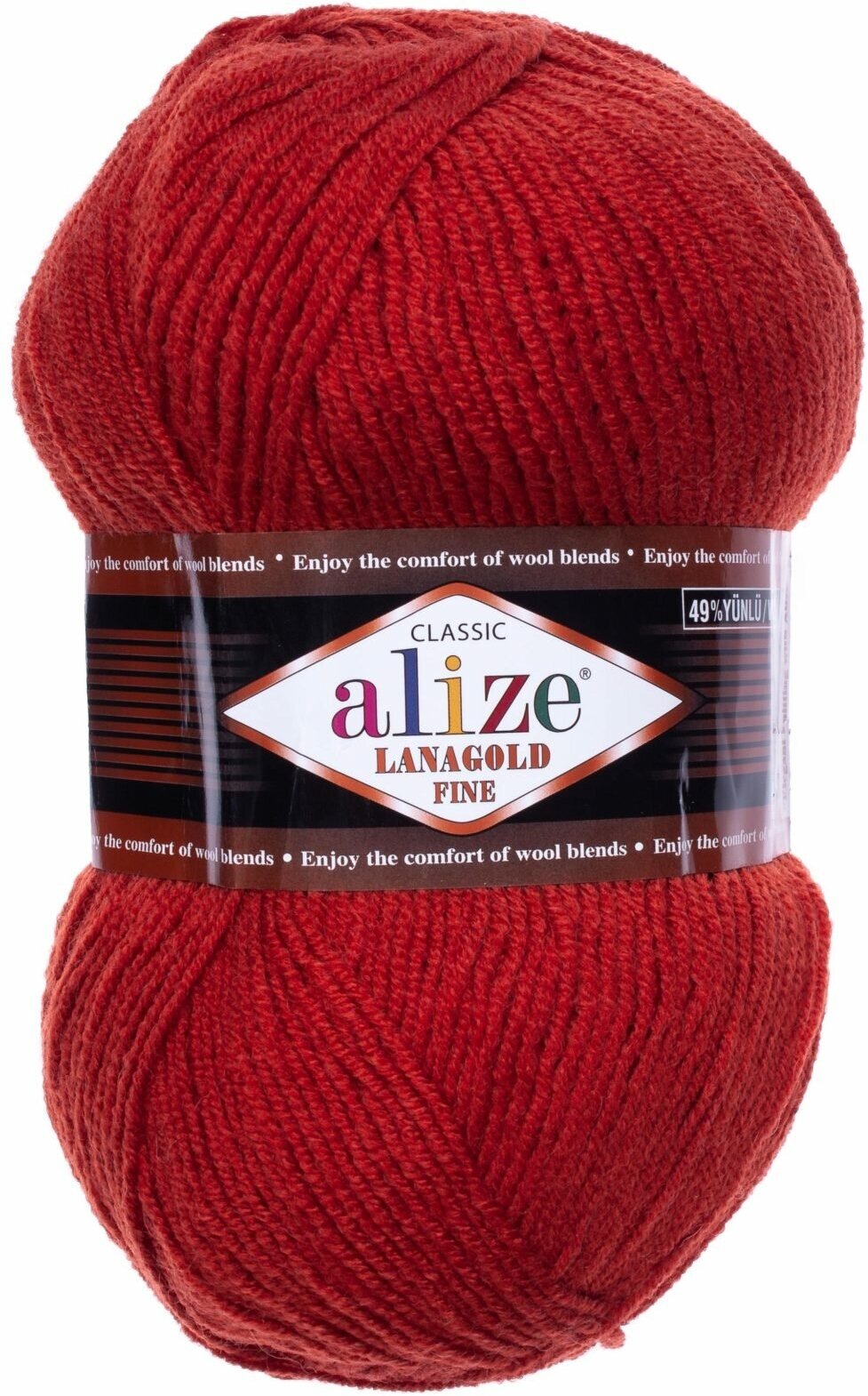 Пряжа Alize Lanagold Fine терракот (36), 51%акрил/49%шерсть, 390м, 100г, 3шт