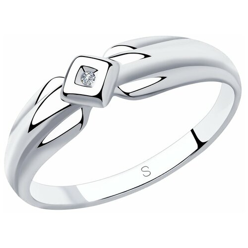 Кольцо помолвочное SOKOLOV, серебро, 925 проба, родирование, бриллиант, размер 16.5